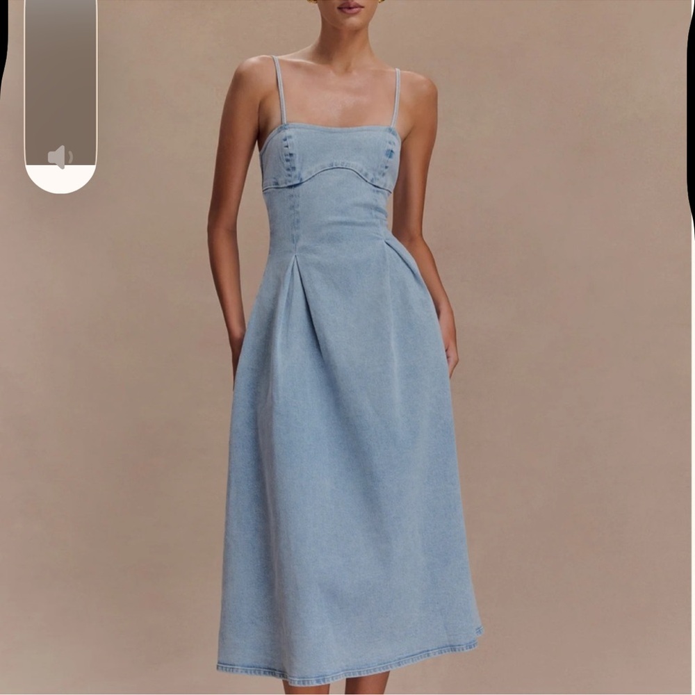 Meshki Light Blue Denim Midi Dress